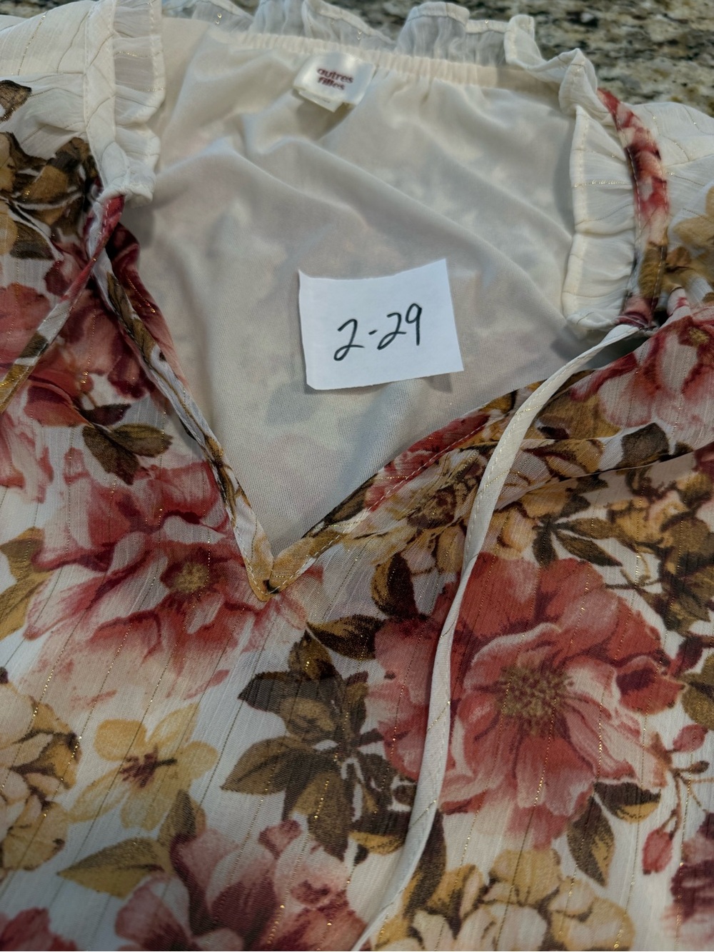 Autres Filles floral metallic cottage retro ethereal fairy top SZ M - Picture 13 of 14